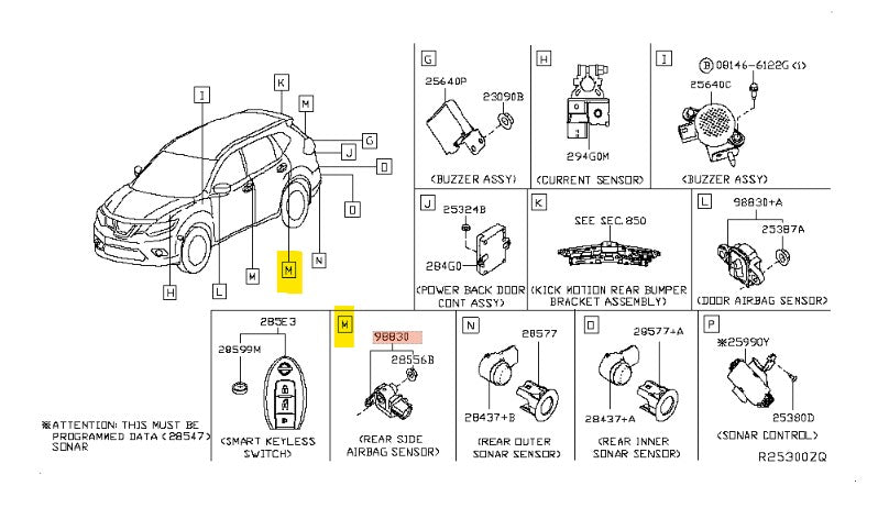 New OEM Nissan Rear Side Impact Airbag Sensor 98830-3TA6A – 2013-2020 Sentra Rogue Murano genuine