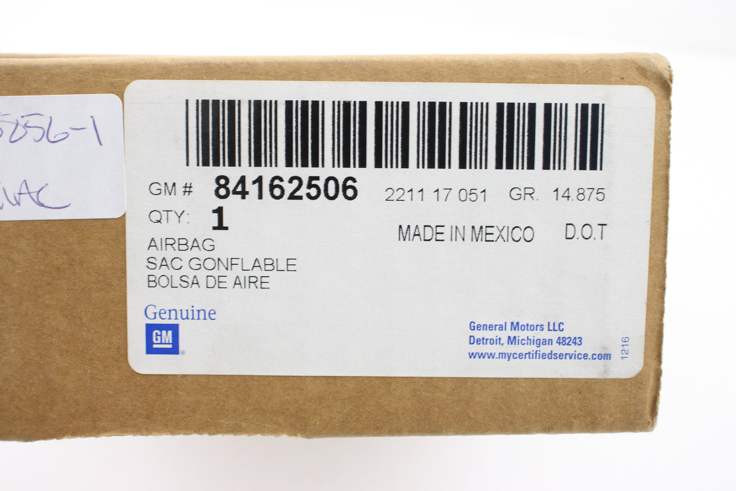 New OEM genuine GM Rear Seat Side Impact Airbag 2016-2025 Malibu LaCrosse Regal Tour-X Sportback new in box 84162506