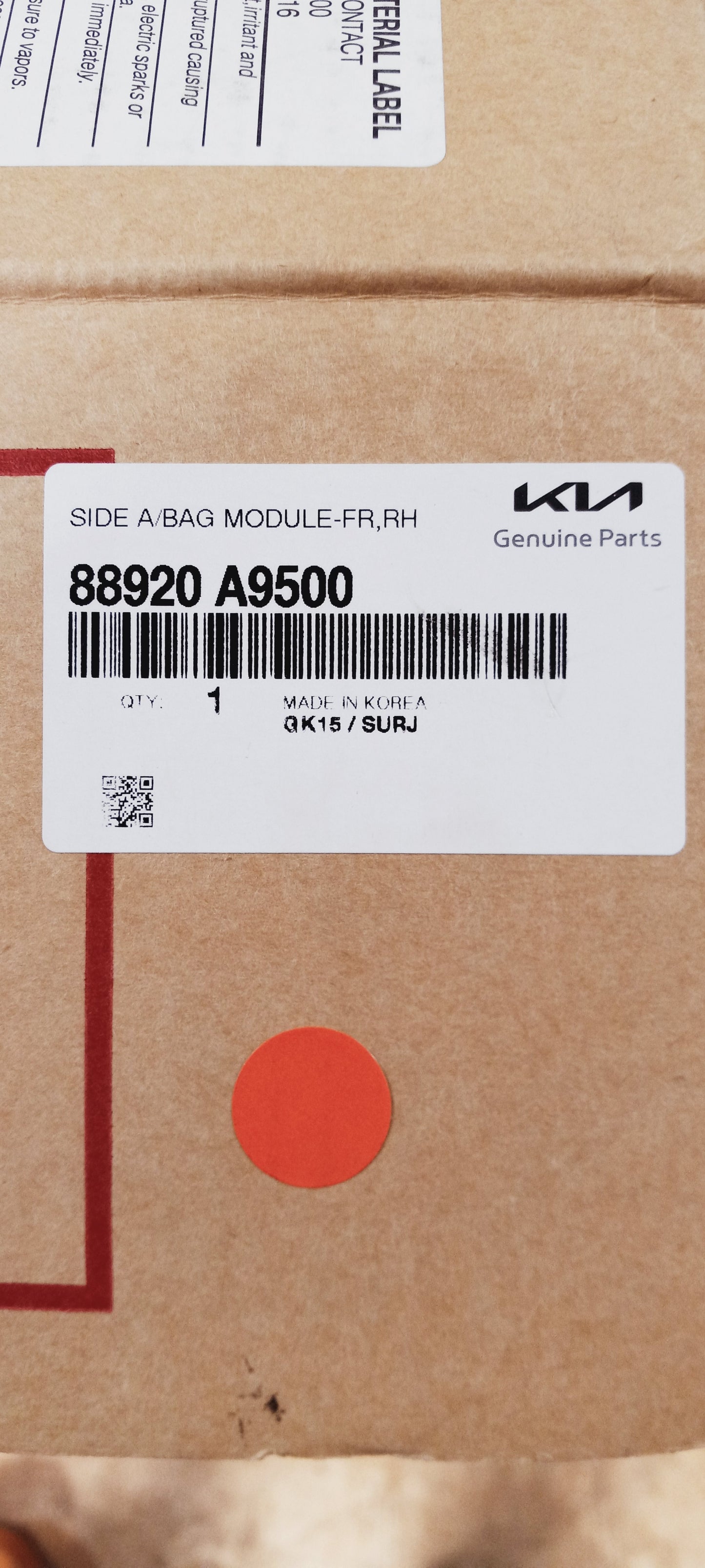 New OEM genuine Kia Passenger Seat Airbag Right 2015-2021 Sedona RH 88920-A9500 Front new in box