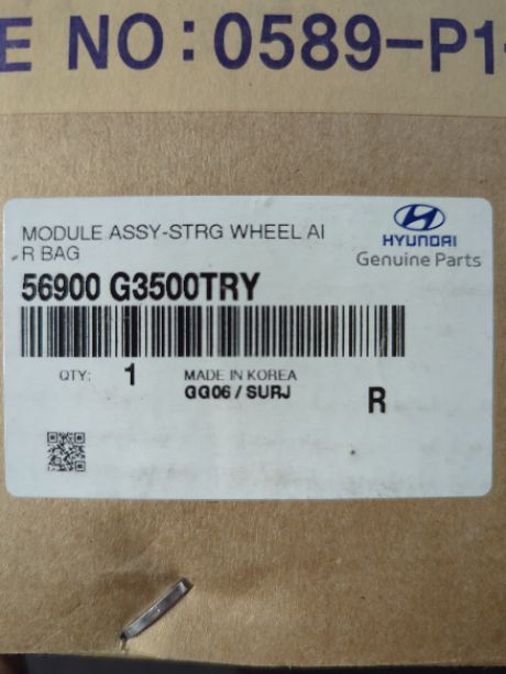 New OEM Hyundai Elantra GT Driver Steering Wheel Airbag 56900-G3500TRY – 2018-2020 Black Leather genuine