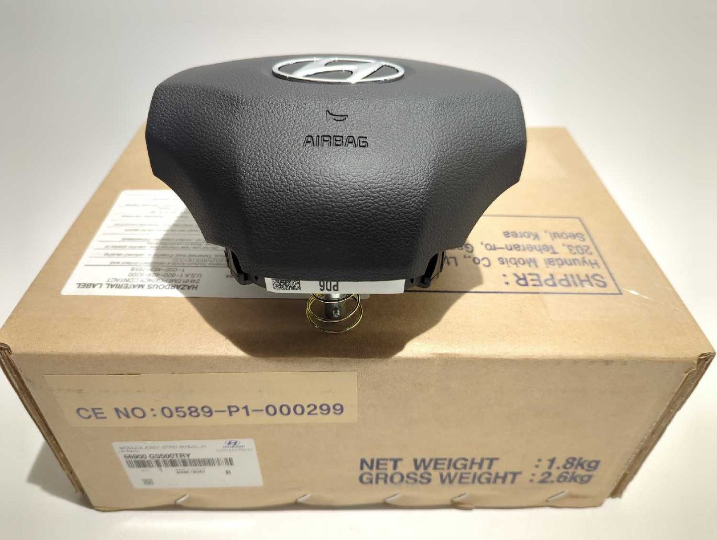 New OEM Hyundai Elantra GT Driver Steering Wheel Airbag 56900-G3500TRY – 2018-2020 Black Leather genuine