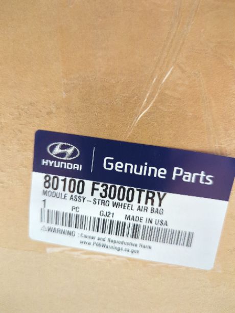 New OEM genuine Hyundai LH Driver Steering Wheel Airbag Air Bag 2019 2020 Elantra Sedan Black USA made 80100-F3000TRY