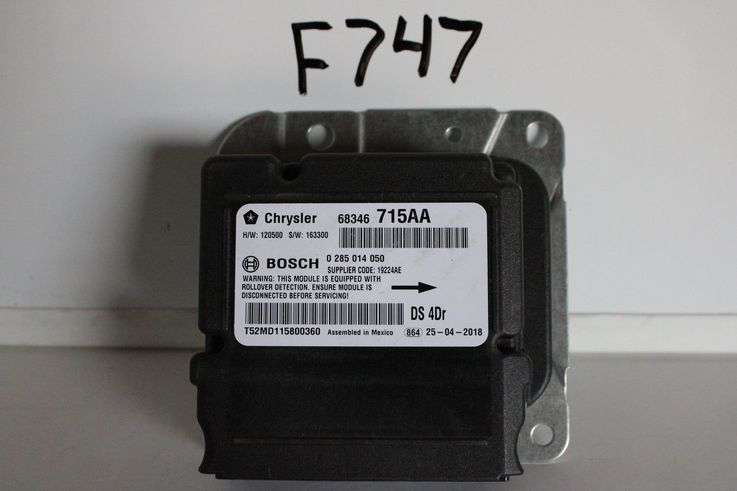 New OEM genuine Mopar Airbag Air Bag Control Module 2013-2024 Ram 1500 Classic 4 door 68346715AC, 68346715AB, 68346715AA, 68085881AG, 68085881AH, 68085881AI, 68085881AD, 68085881AE, 68085881AF, 68085881AC