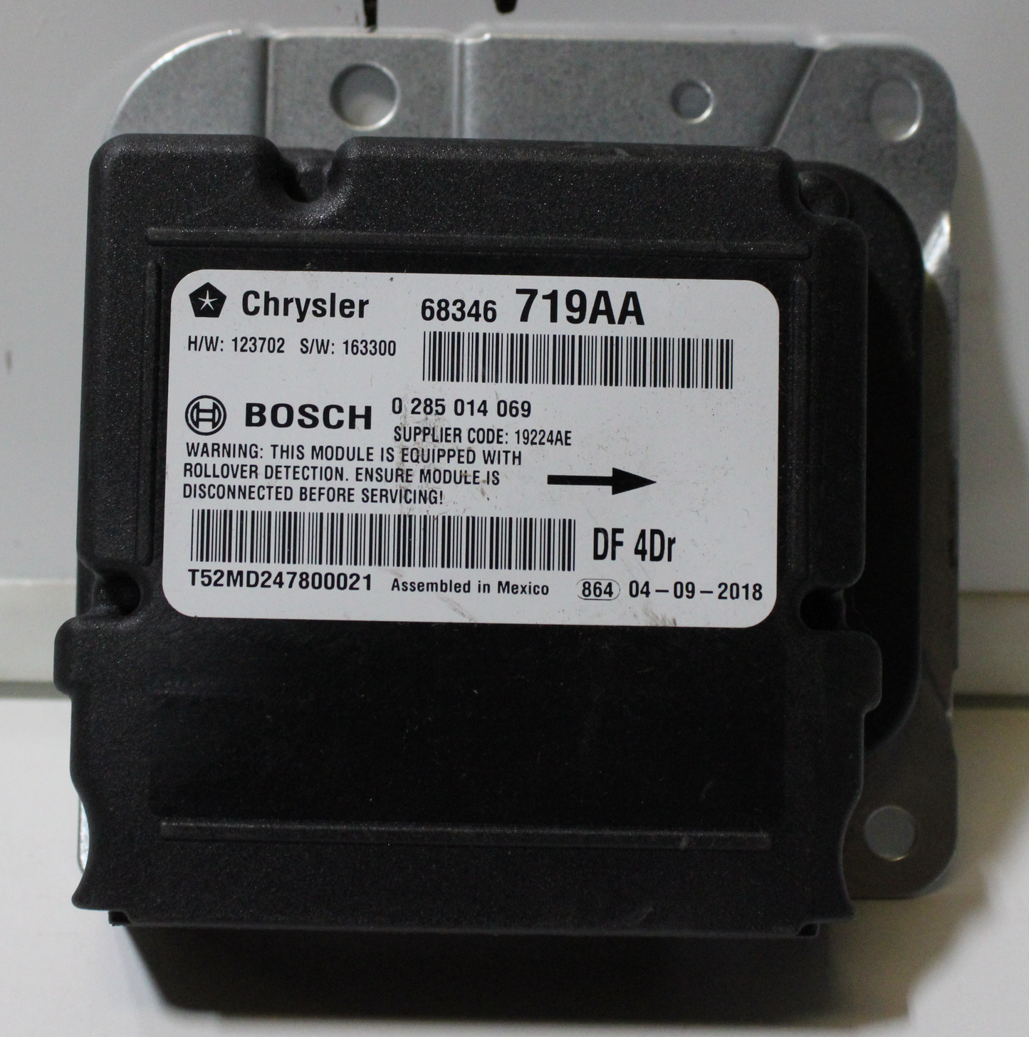 New OEM genuine Mopar Airbag Air Bag Control Module 2016-2018 Ram 3500 4500 5500 Chassis Cab 68239293AC, 68239293AB, 68303221AA, 68346719AA