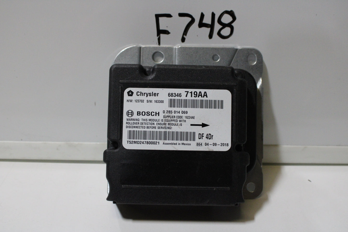 New OEM genuine Mopar Airbag Air Bag Control Module 2016-2018 Ram 3500 4500 5500 Chassis Cab 68239293AC, 68239293AB, 68303221AA, 68346719AA