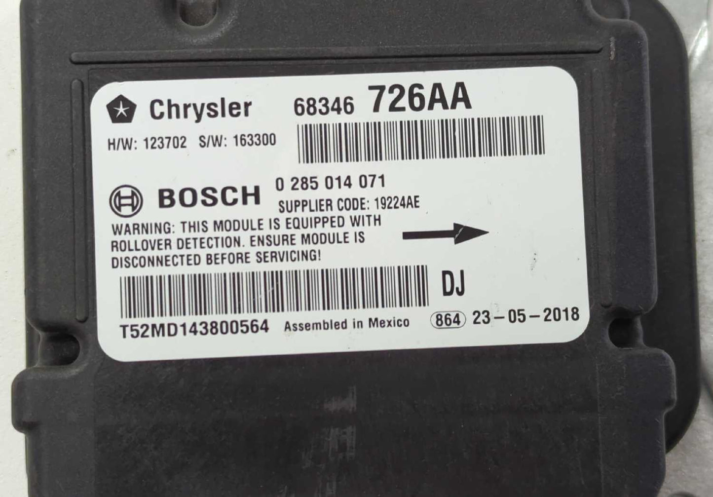 New OEM Mopar Ram 2500 Airbag Control Module 68346726AB– 2014-2018 SRS ECU 2 door genuine