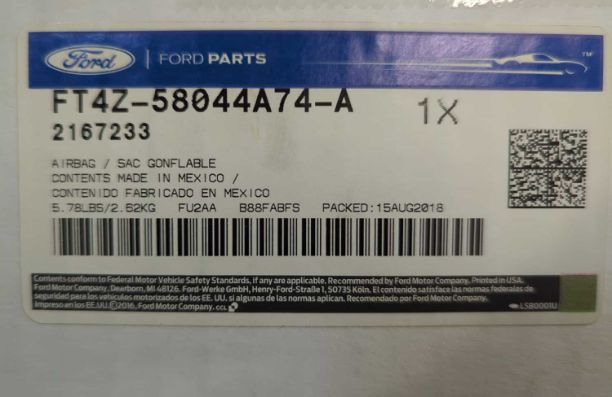 New OEM Ford Edge Passenger Dash Airbag FT4Z-58044A74-A – 2015-2024 Right Side genuine
