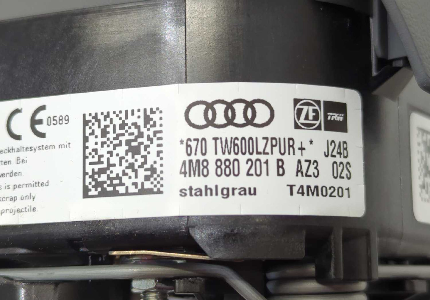 NEW OEM genuine Audi Q8 SQ8 RS Q8 Driver Steering Wheel Airbag Steel Grey 2019-2026 4M8880201PAZ3