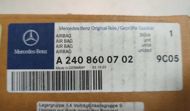 New OEM Mercedes Maybach 57/62 Driver Steering Wheel Airbag A24086007029C05 – 2003-2012 Black Leather