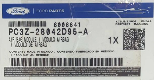 New OEM Ford Super Duty Driver Roof Curtain Airbag PC3Z-28042D95-A, 2023-2026 F250 F350 F450 F550 Extended Cab Left Side genuine