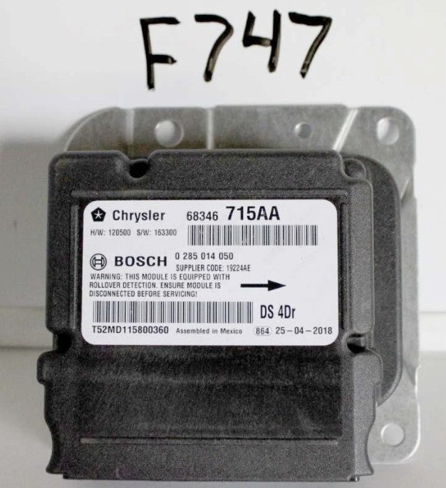 New OEM genuine Mopar Airbag Air Bag Control Module 2013-2024 Ram 1500 Classic 4 door 68346715AC, 68346715AB, 68346715AA, 68085881AG, 68085881AH, 68085881AI, 68085881AD, 68085881AE, 68085881AF, 68085881AC