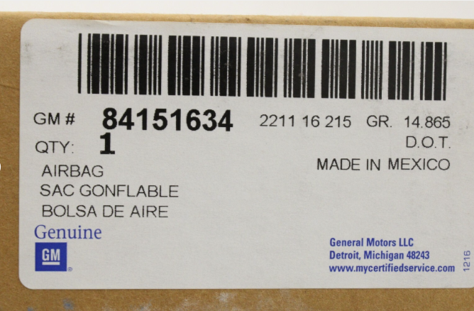 New OEM Genuine GM Front LH Seat Air Bag Airbag Module 2016-2023 Chevy Malibu Buick LaCrosse 84151634 new in the box