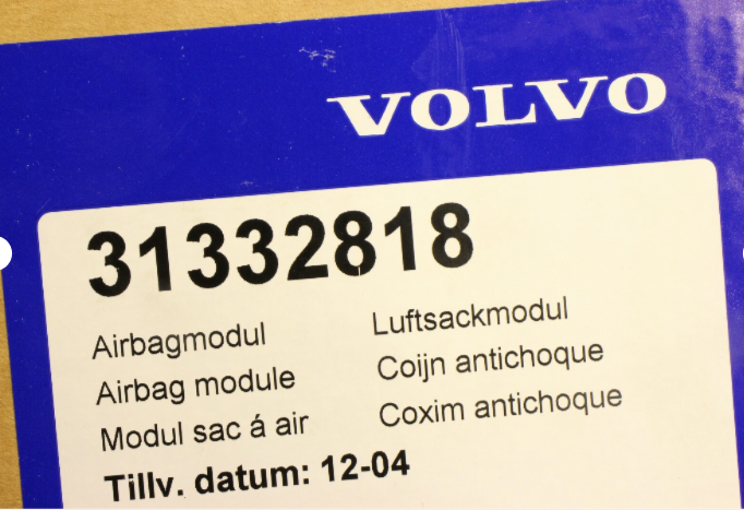 New OEM genuine Volvo Driver Steering Wheel Airbag Air bag 2005-2014 XC90 3 spoke Tan Blonde 31332818 new in box