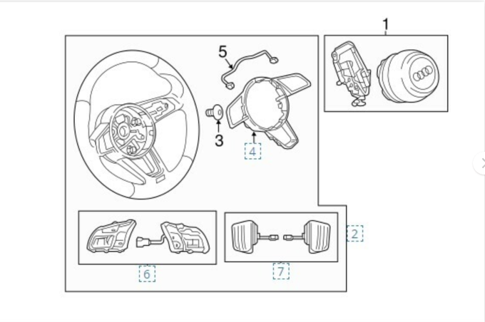New OEM Genuine Audi Drivers Airbag 3 spoke Steering Wheel 2017-2025 A4 S4 RS4 A5 S5 RS5 8W0880201BFAY2 Black Granite Grey new in box